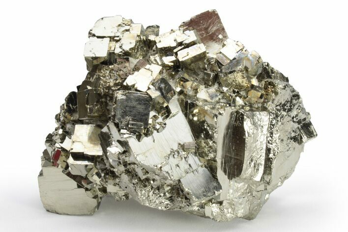 Striated, Cubic Pyrite Crystal Cluster - Peru #225989